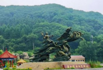 長壽夸父逐日雕塑,鑄銅神話人物雕塑